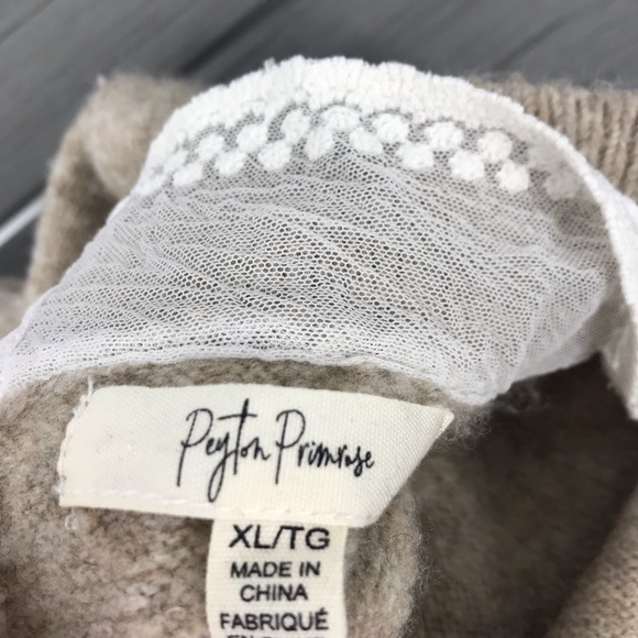 Peyton Primrose knit sweater lace trim keyhole xl - Picture 13 of 16